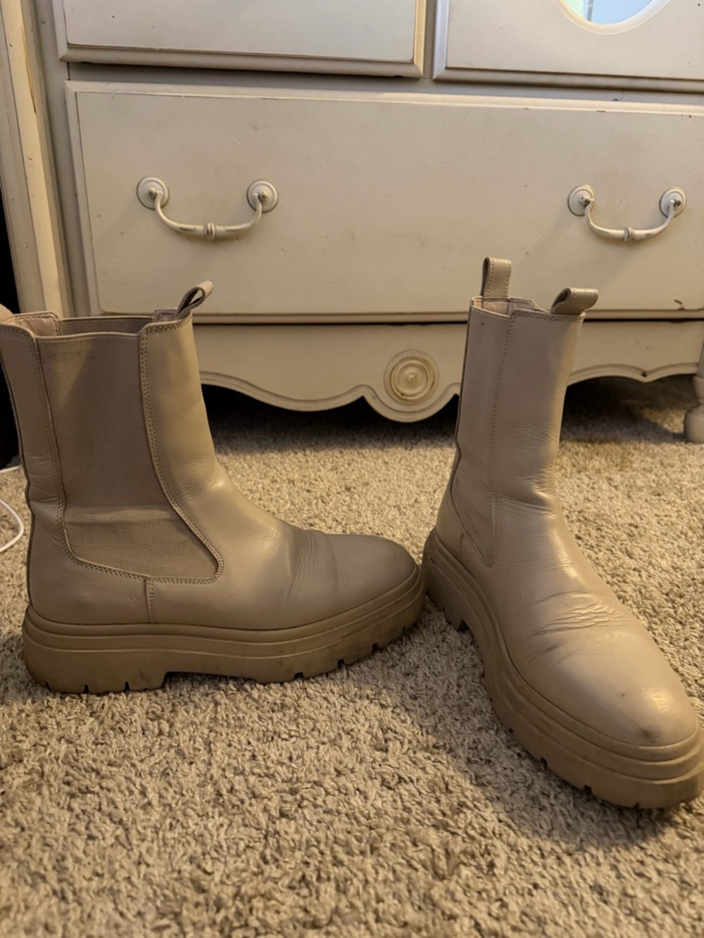 Zara Chunky Chelsea Ankle Boots in Taupe